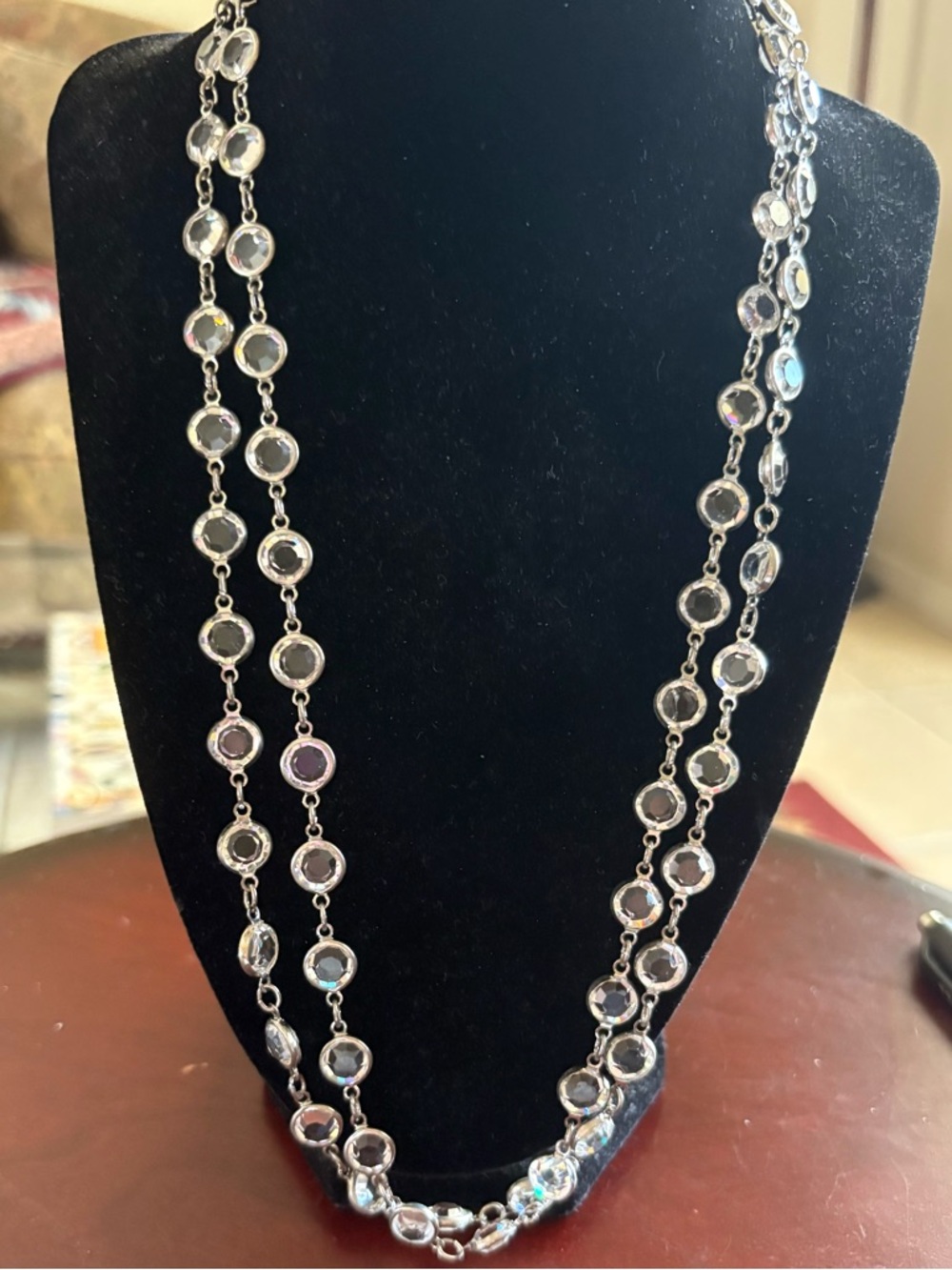 Vintage 70’s Bezel Set Clear Rhinestone Necklace